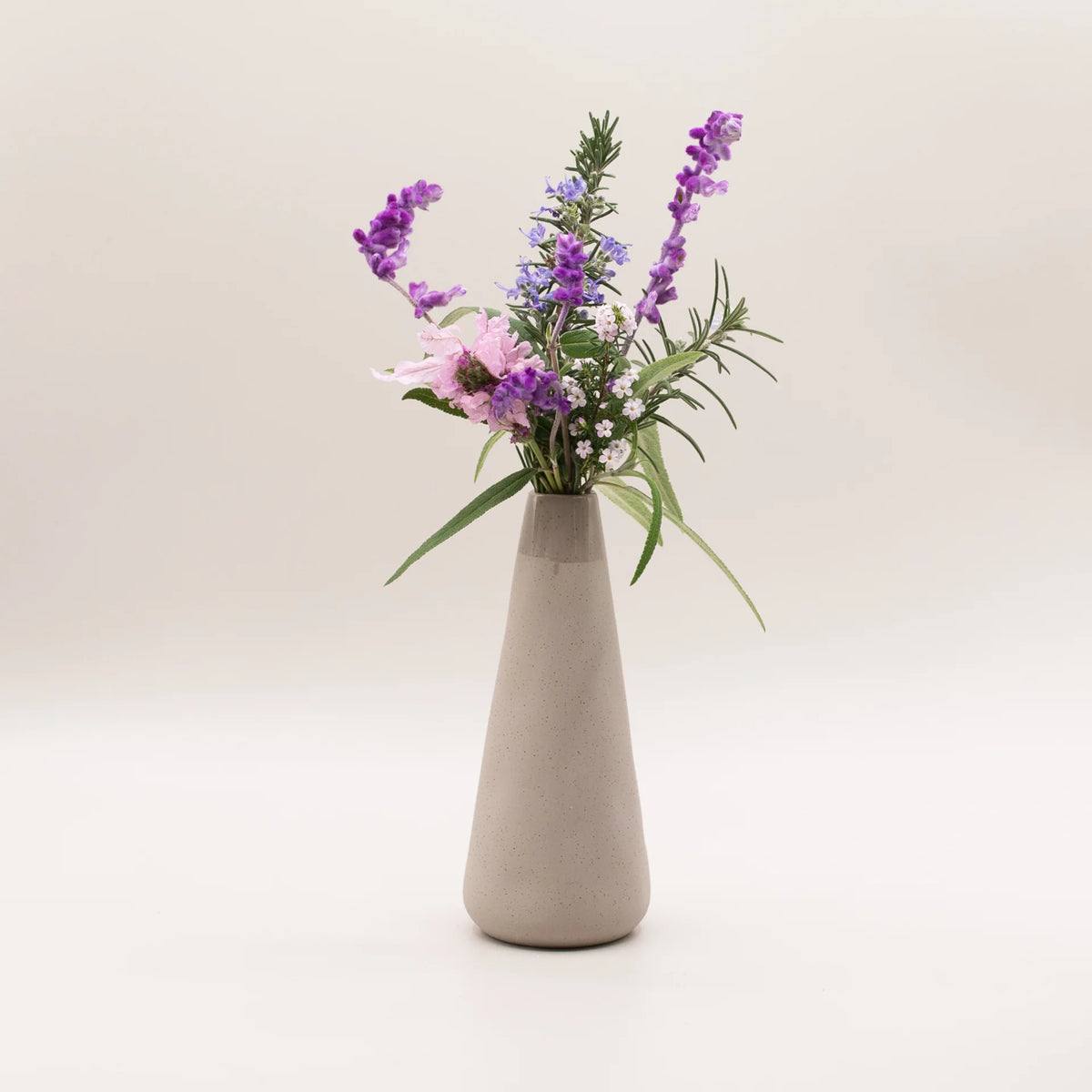 Myrtle & Moss Flora reed diffuser in pebble grey ceramic vase, view 2