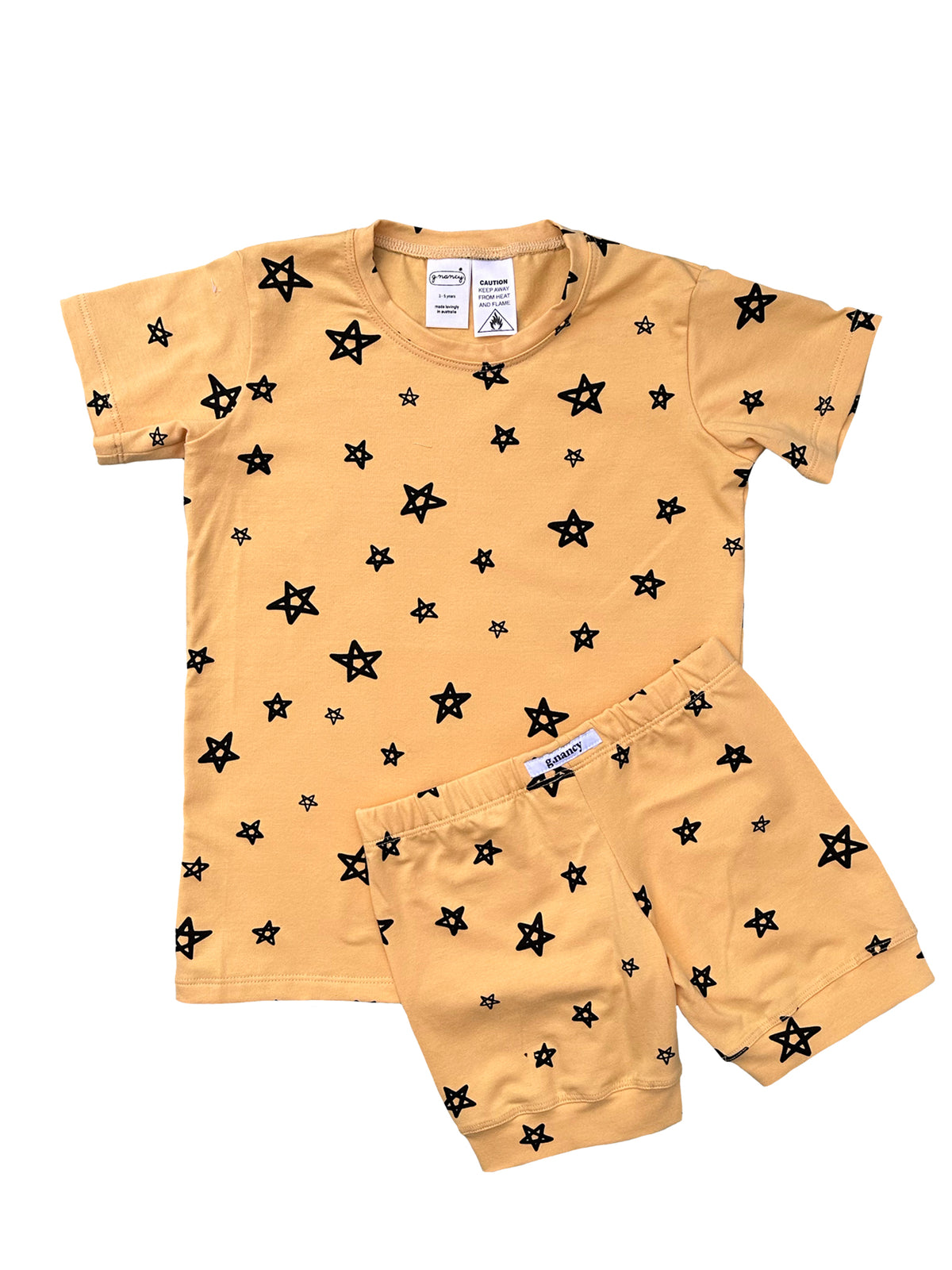 G Nancy - Stars Shorties - Ochre — front view flat lay