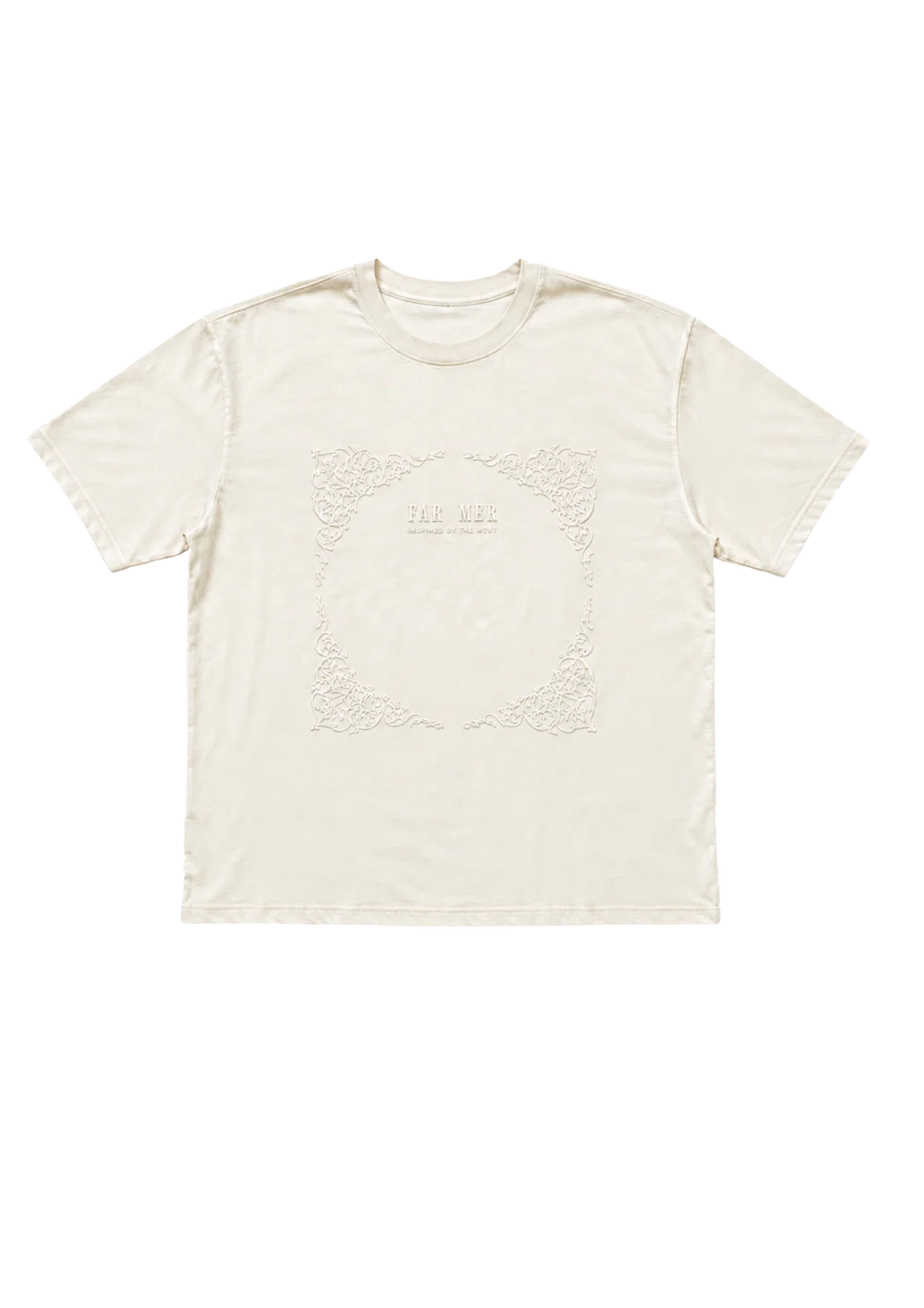 FAR MER - Paisley Emboss Crew Tee — styled lifestyle shot