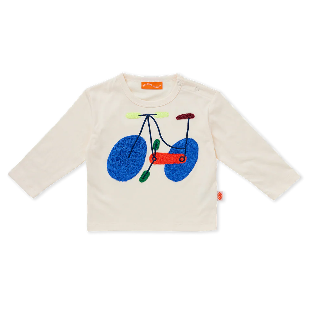 Halcyon Nights Cotton Long Sleeve T Shirt in Pedal Pals — front view flat lay