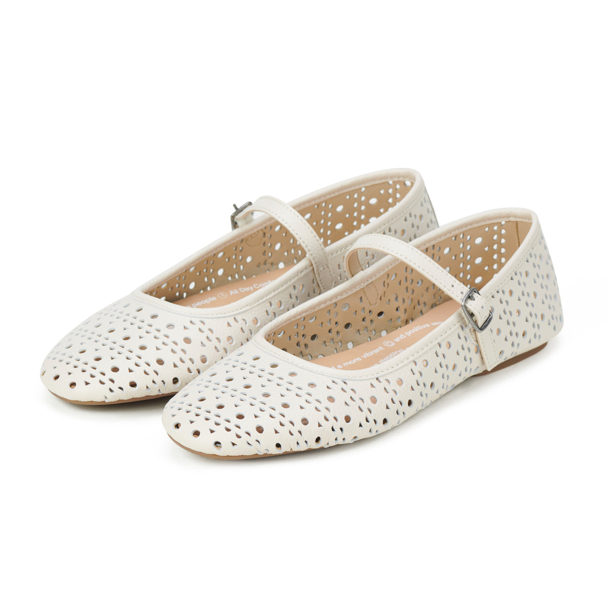 Rollie Nation - Ballet Mary Jane Laser Bone — front view flat lay