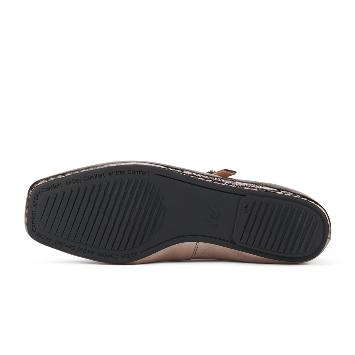 Rollie Nation - Ballet MJ Square Toe Pewter Patent — folded flat lay