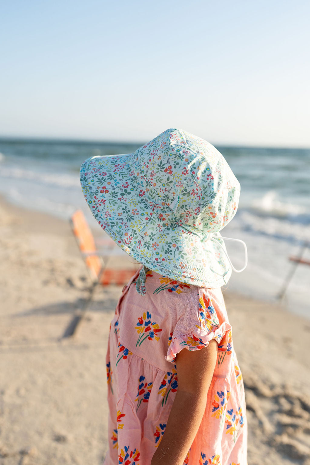 Acorn Monet Broad Brim Bucket Hat - side view on model