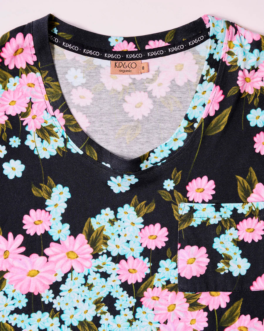 Kip and Co Periwinkle organic cotton pyjama pant - detail