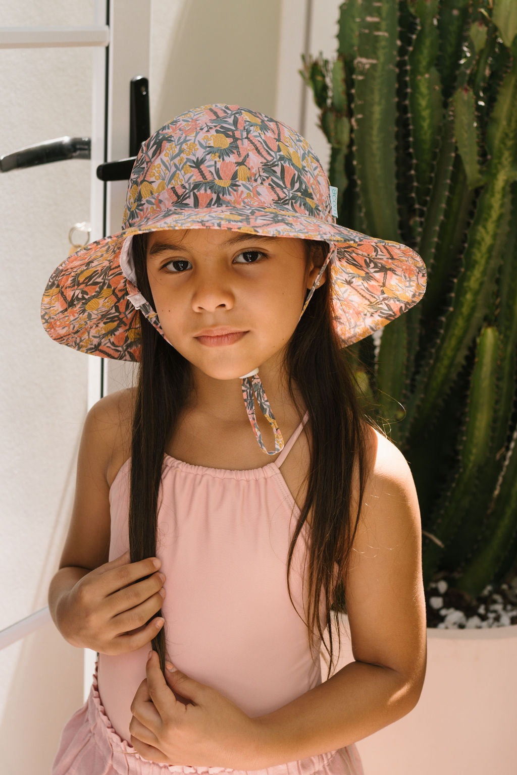 Acorn Native Blooms Wide Brim Hat - front view on model