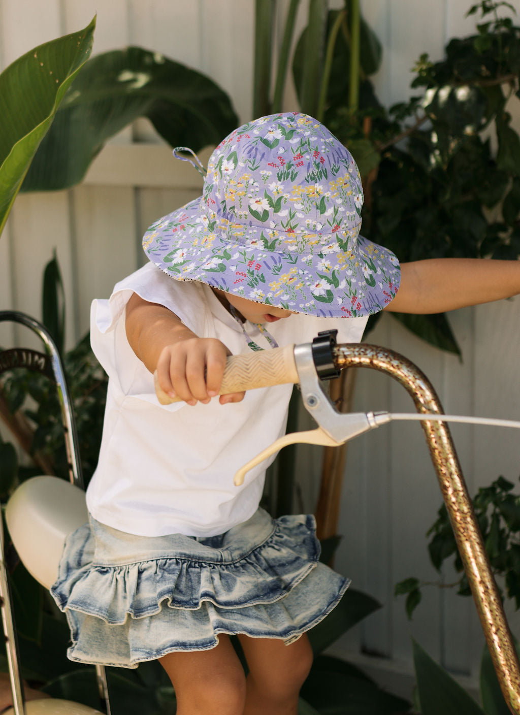Acorn Chateau Blooms Wide Brim Hat - front view on model