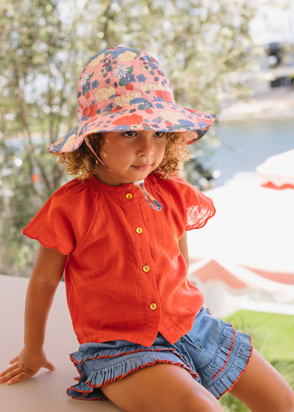 Acorn | Berry Floral Wide Brim Sunhat