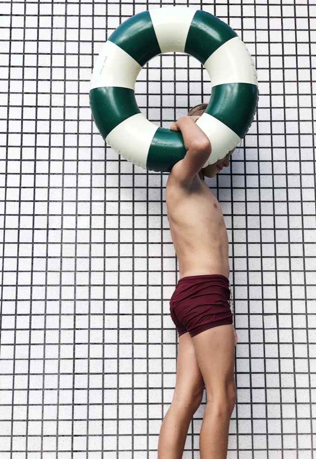 Petites Pommes - Anna Swim Ring - Oxford Green 60cm (3+ years) — styled lifestyle shot