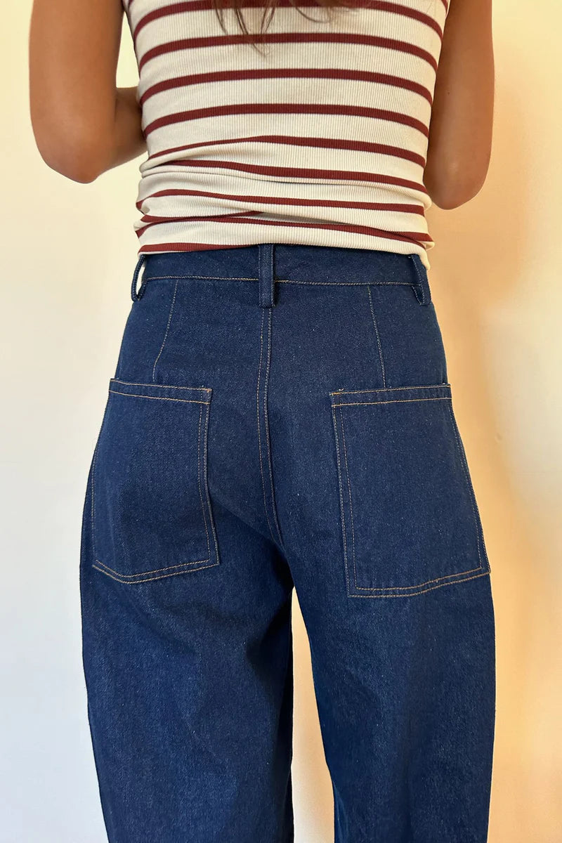 Lilya Tilly Denim Jeans Deep Blue - model front view