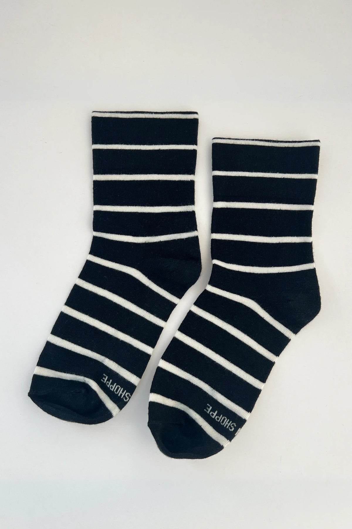 Le Bon Shoppe Wally Black Stripe socks - lifestyle styled