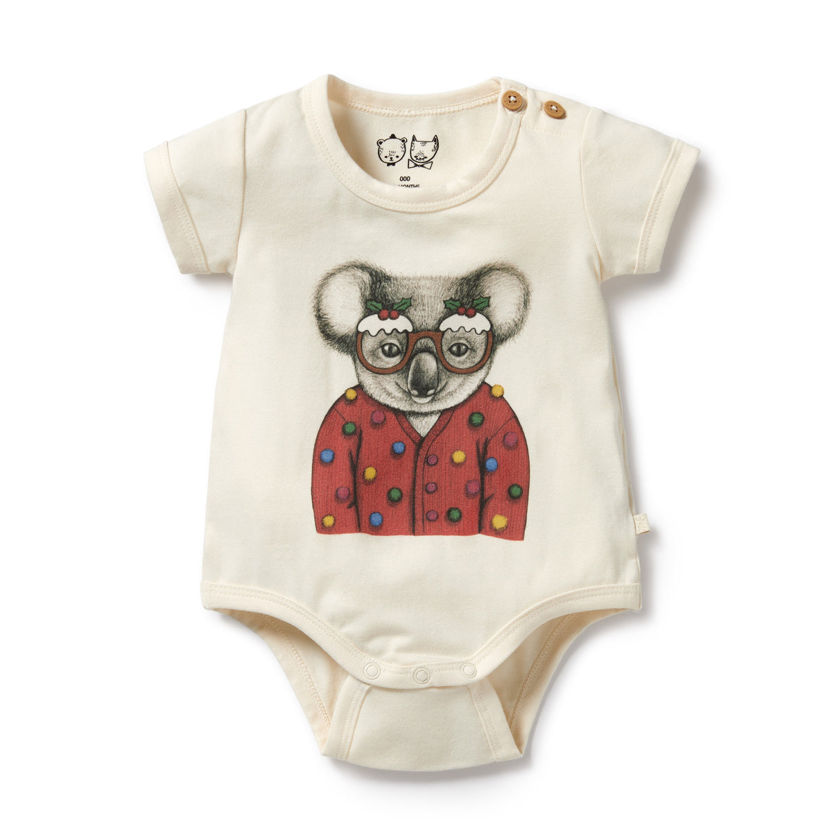 Wilson and Frenchy Koala Organic Christmas Bodysuit - product flatlay
