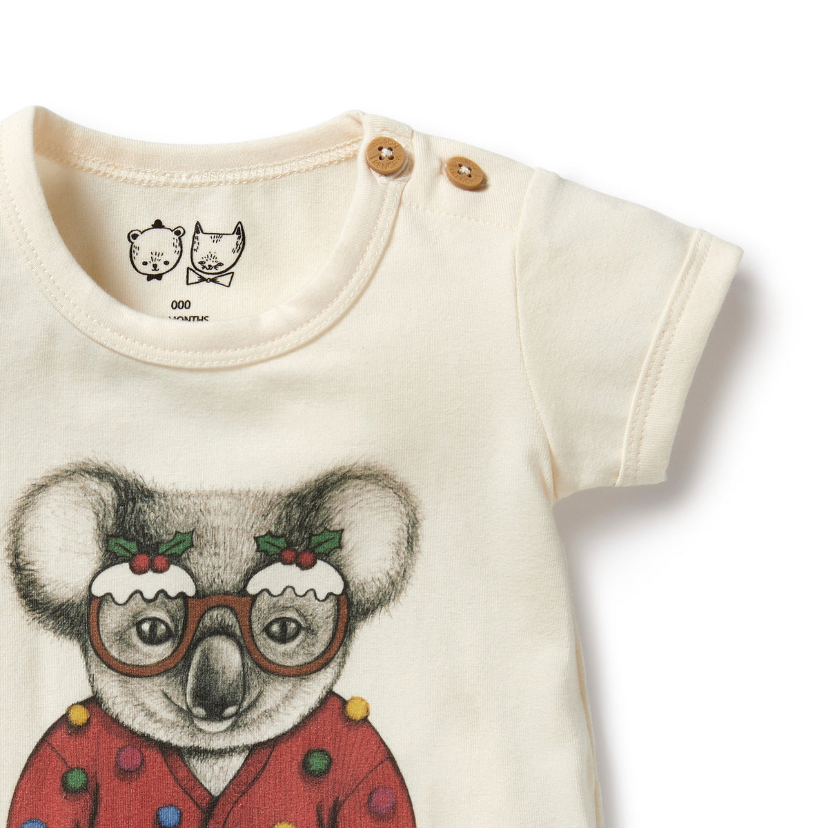 Wilson and Frenchy Koala Organic Christmas Bodysuit - baby front view