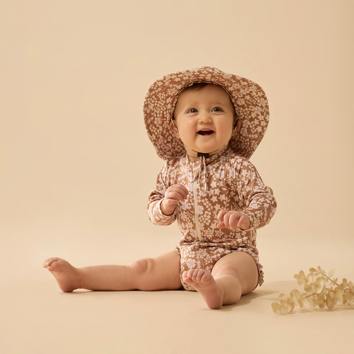 Wilson and Frenchy Hazel Floral Swim Sun Hat - baby wearing hat