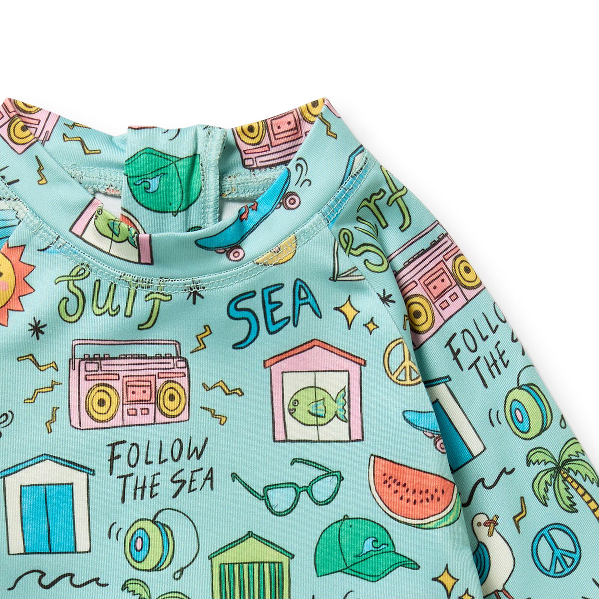 Wilson and Frenchy Sun Surf and Sea One Piece Boyleg Swimsuit - baby front view