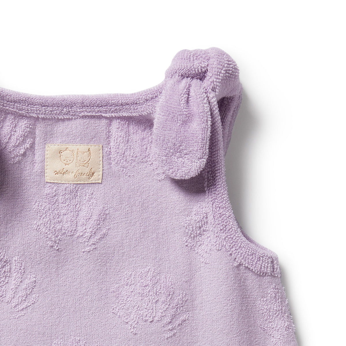 Wilson and Frenchy Lavender Shells Organic Terry Singlet - shell print detail