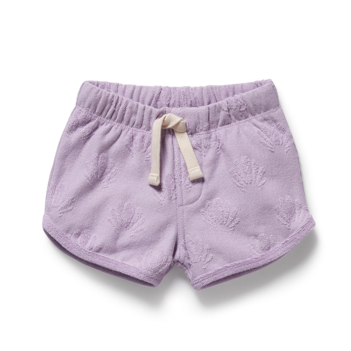 Wilson and Frenchy Lavender Shells Organic Terry Tie Short - product flatlay