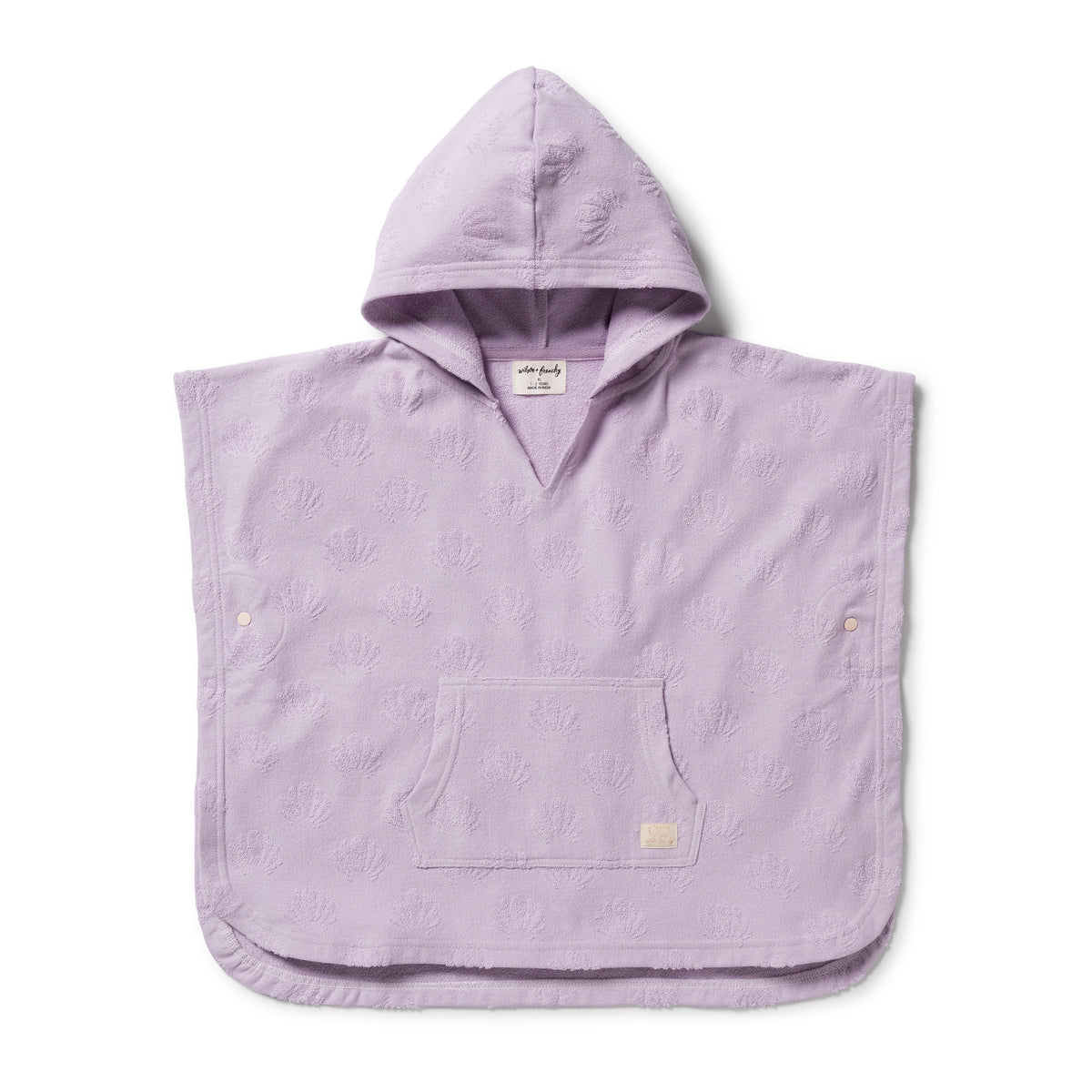 Wilson and Frenchy Lavender Shells Organic Terry Hooded Poncho - product flatlay