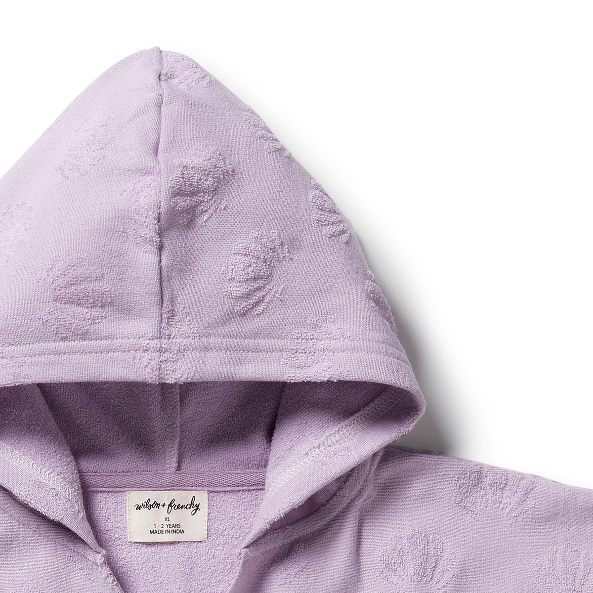 Wilson and Frenchy Lavender Shells Organic Terry Hooded Poncho - hood detail