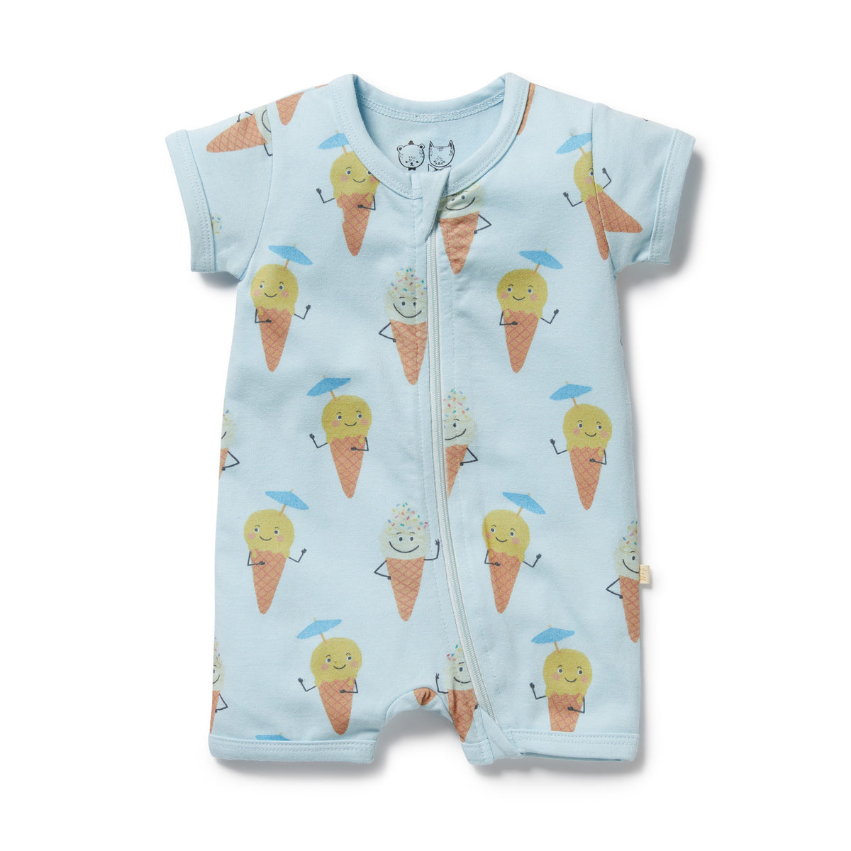 Wilson and Frenchy Frosty Friends Organic Boyleg Zipsuit - product flatlay