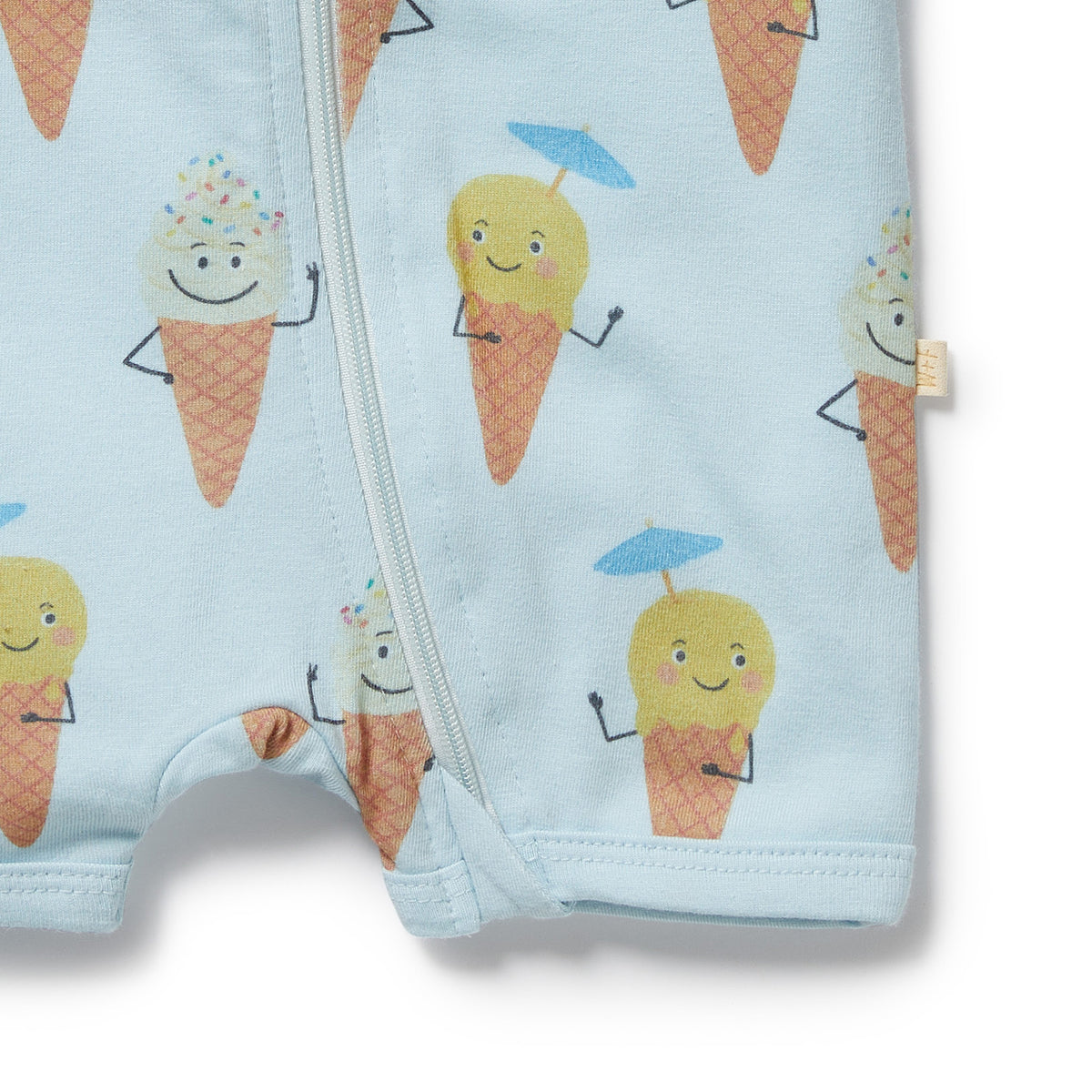 Wilson and Frenchy Frosty Friends Organic Boyleg Zipsuit - baby back view