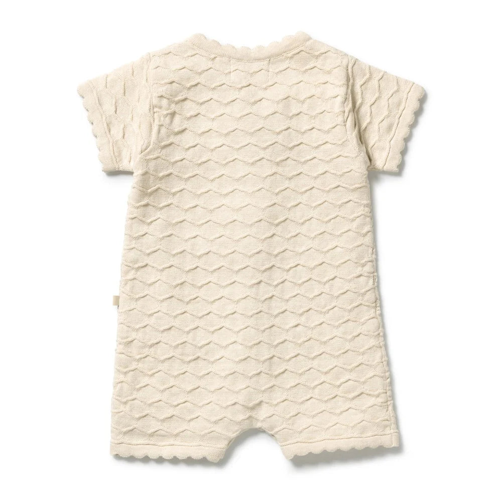 Wilson & Frenchy Milk Cloud organic knitted chevron growsuit, view 3