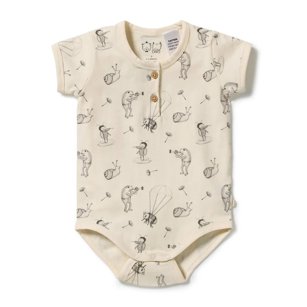 Wilson & Frenchy Whispering Willows organic henley bodysuit
