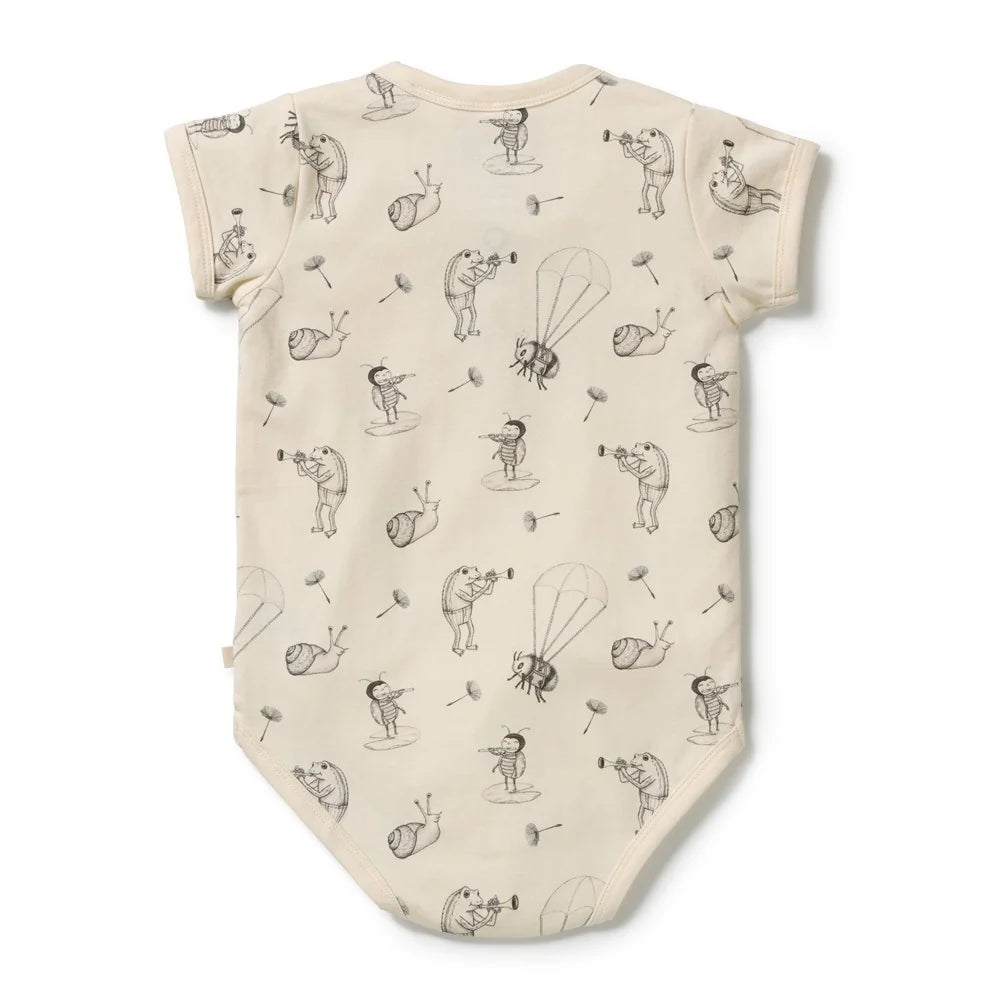 Wilson & Frenchy Whispering Willows organic henley bodysuit, view 3