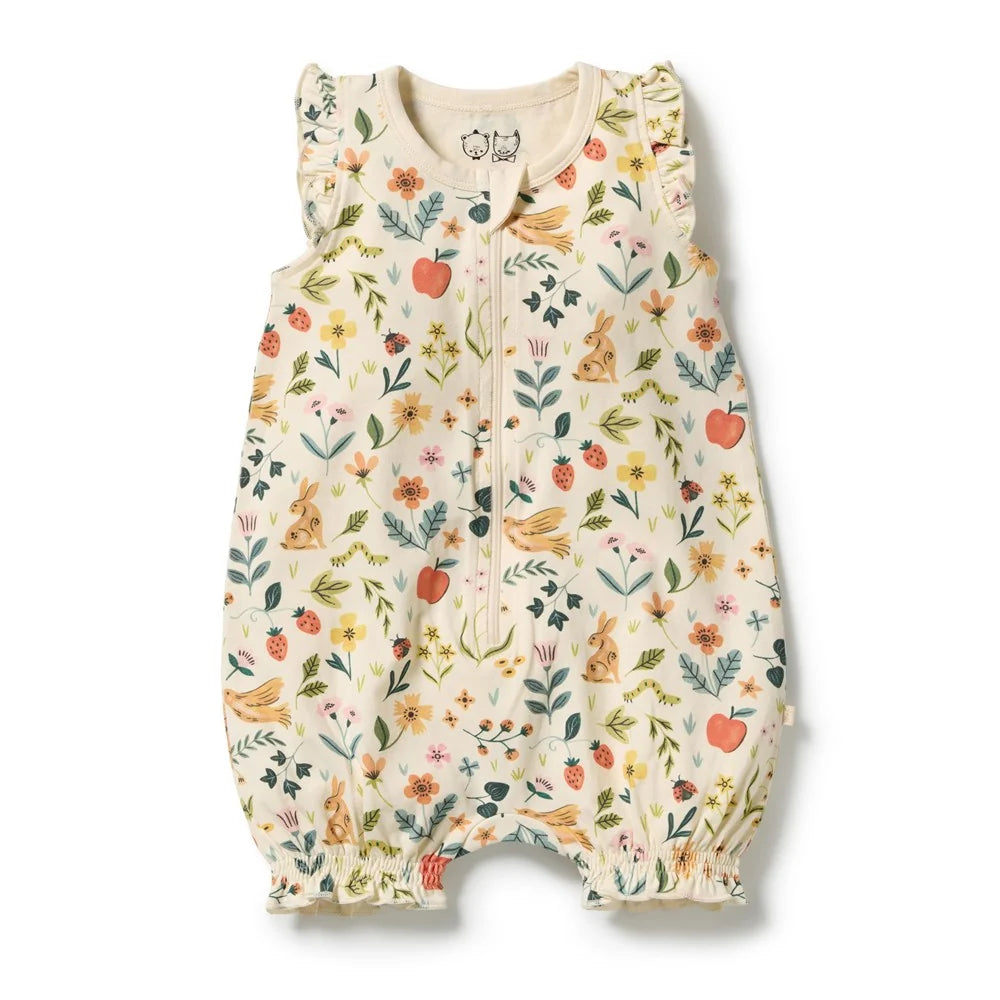 Wilson & Frenchy Summer Garden organic ruffle zipsuit