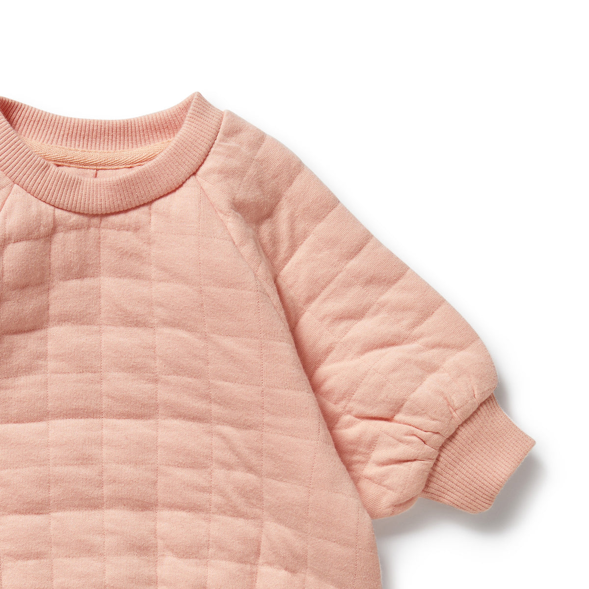 Wilson and Frenchy Pretty Pink Organic Quilted Bodysuit - quilted detail close-up