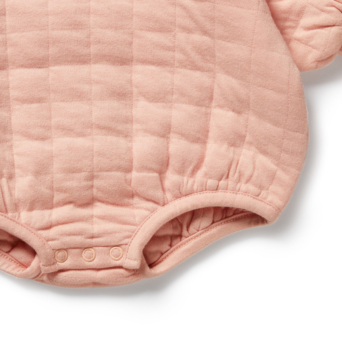 Wilson and Frenchy Pretty Pink Organic Quilted Bodysuit - lifestyle styled