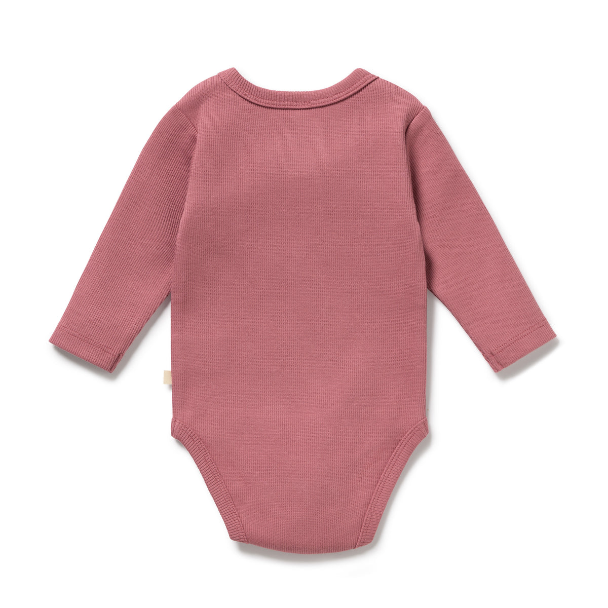Wilson and Frenchy Plum Organic Rib Long Sleeved Bodysuit - product flatlay