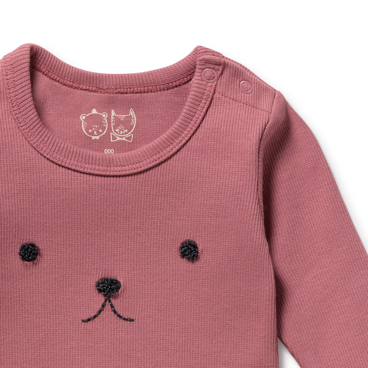 Wilson and Frenchy Plum Organic Rib Long Sleeved Bodysuit - baby back view