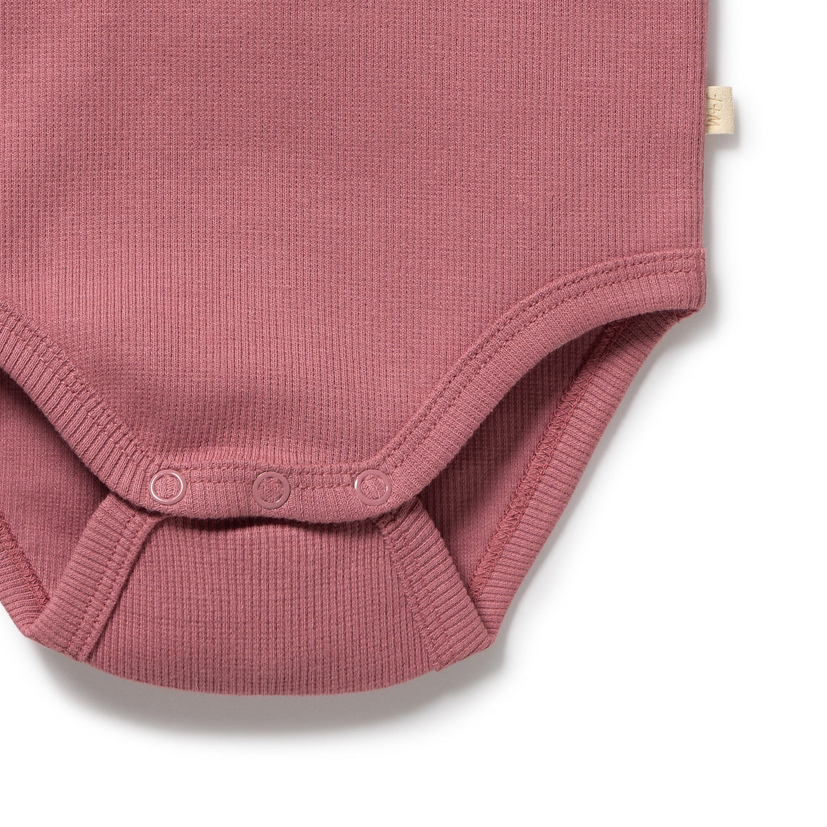Wilson and Frenchy Plum Organic Rib Long Sleeved Bodysuit - rib texture detail