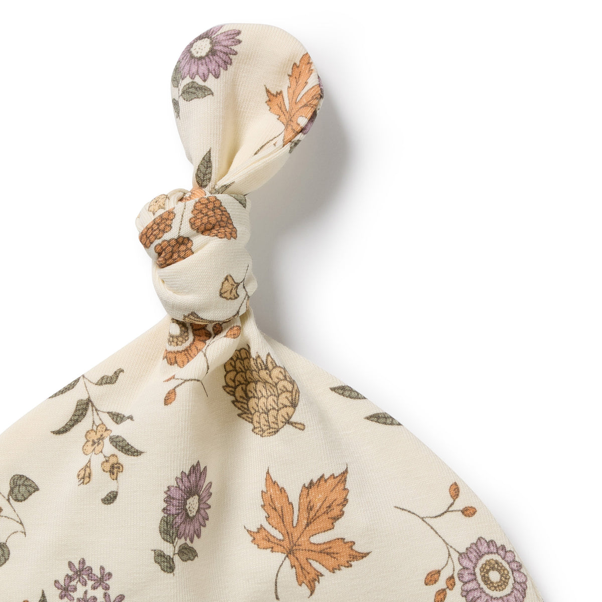 Wilson and Frenchy Maple Glow Organic Knot Hat - knot detail close-up