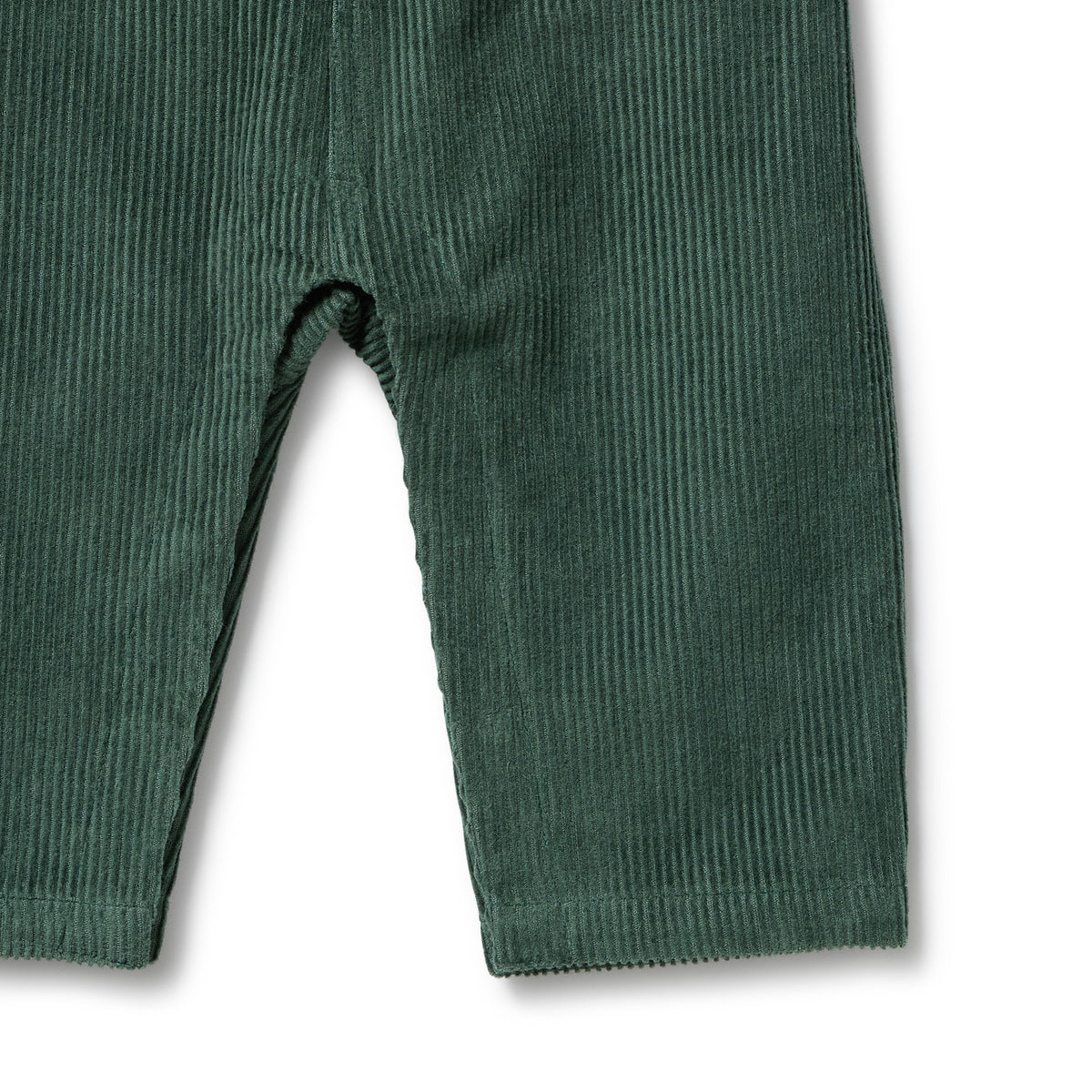 Wilson and Frenchy Moss Green Organic Cord Overall - baby front view