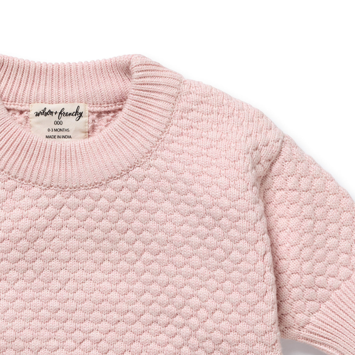 Wilson and Frenchy Marshmallow Organic Knitted Bubble Jumper - product flatlay