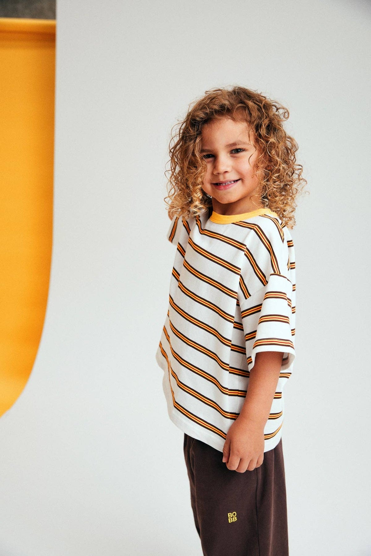 BBOBBIE - Striped Tee in Yellow — side view