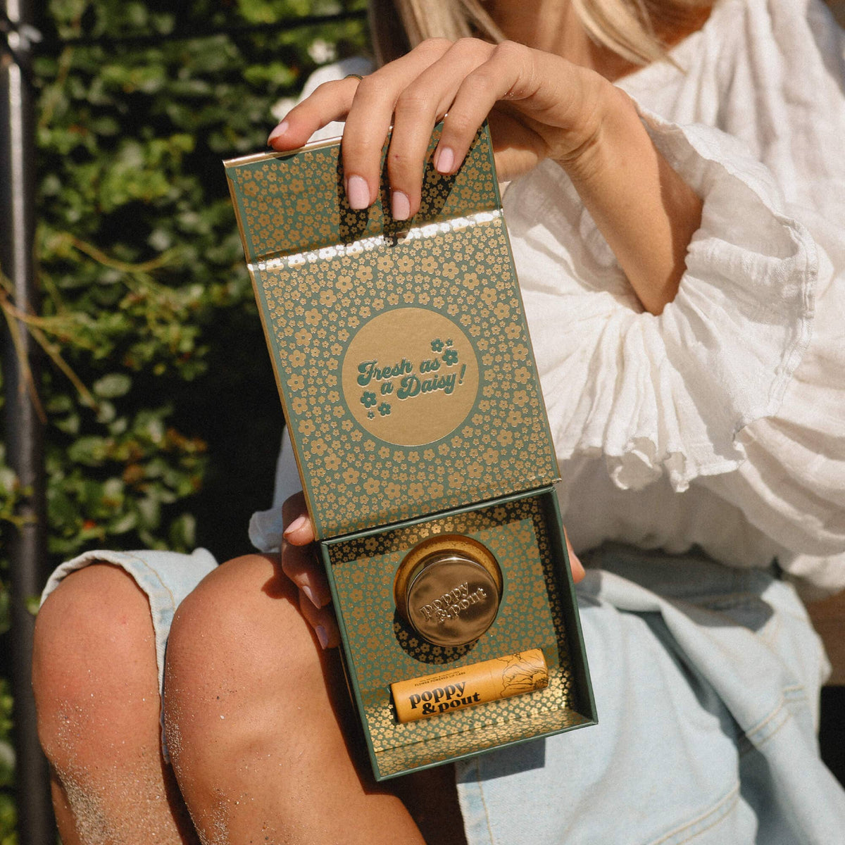 Poppy and Pout Lemon Bloom lip care duo - gift set styled