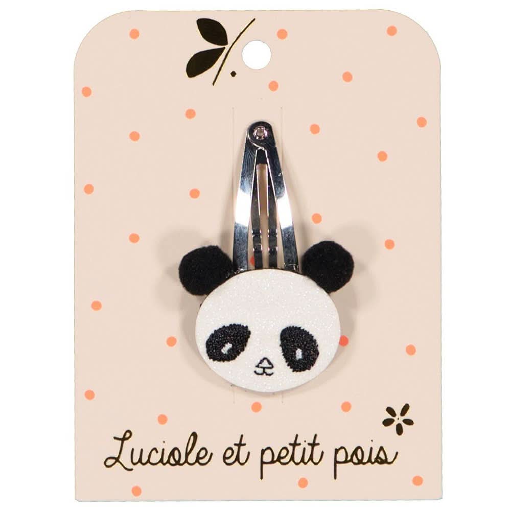 Luciole et Petit Pois - Panda hair clip — front view flat lay
