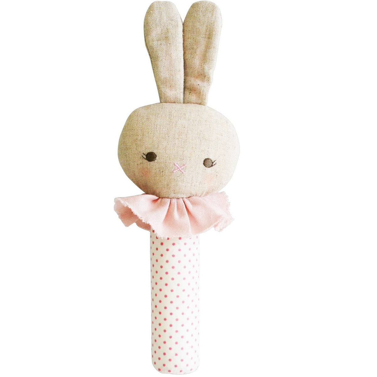 Alimrose - Roberta Bunny Squeaker Spot Pink — front view flat lay