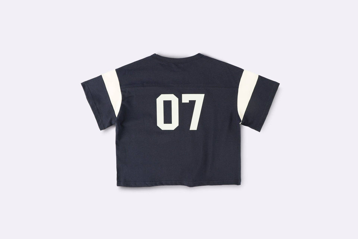 BBOBBIE - 07 Tee in Navy — styled lifestyle shot