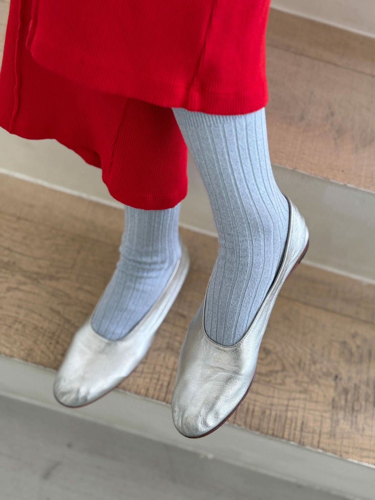 Le Bon Shoppe Her Socks Modal Lurex Snow White Sparkle - folded pair
