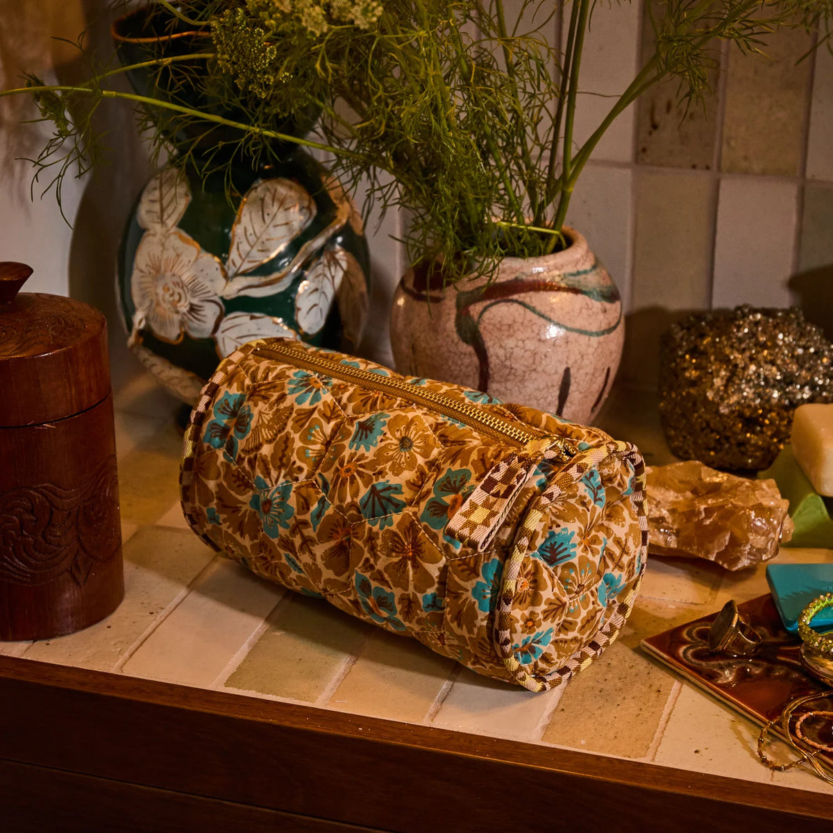 Sage x Clare | Magnolia Makeup Bag - Turquoise