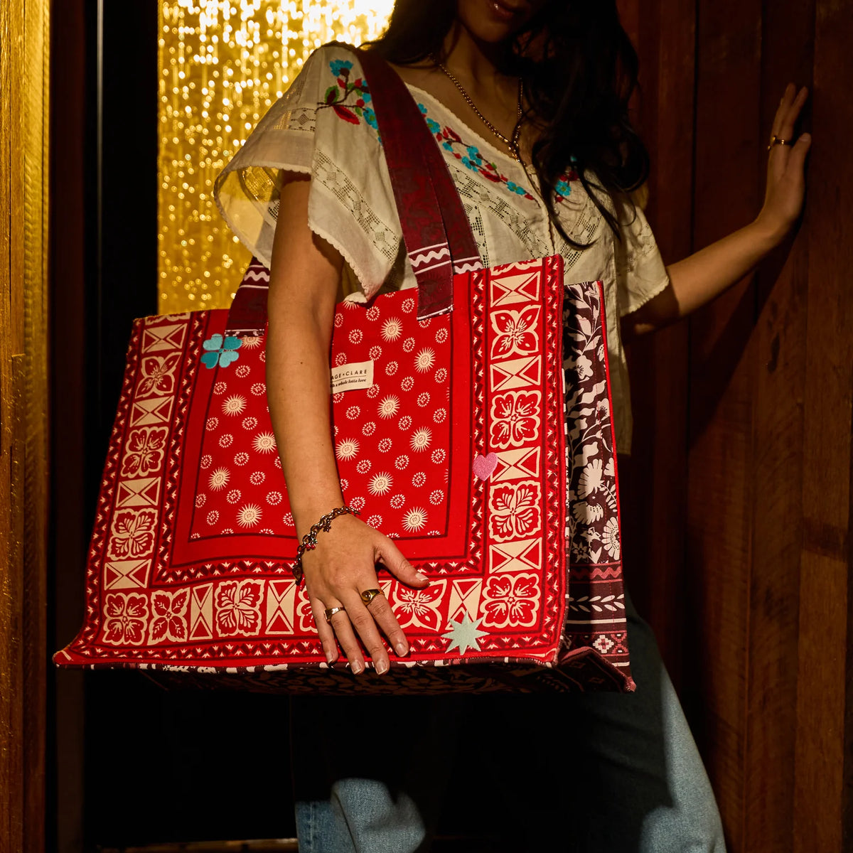 Sage x Clare | Odessa Tote Bag - Poppy