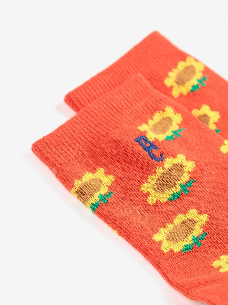 Bobo Choses - Sunflower all over short socks SS25 — styled lifestyle shot