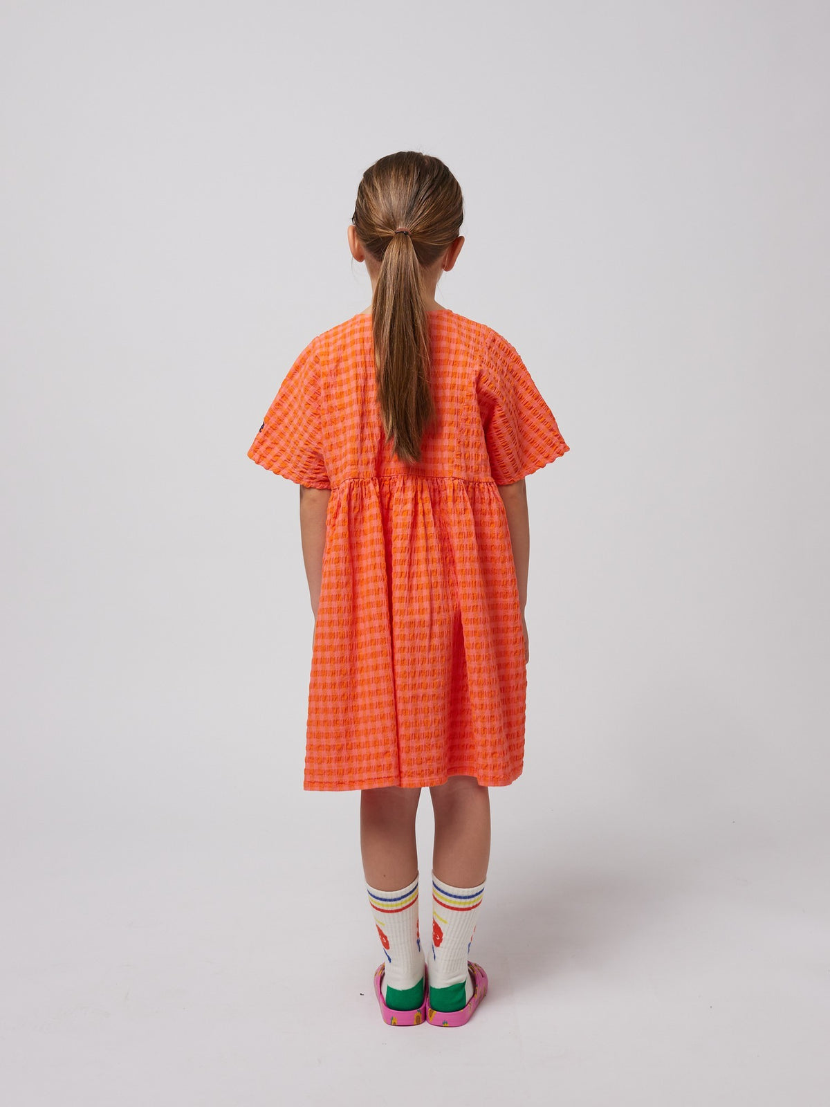 Bobo Choses - Vichy woven dress SS25 — back view flat lay