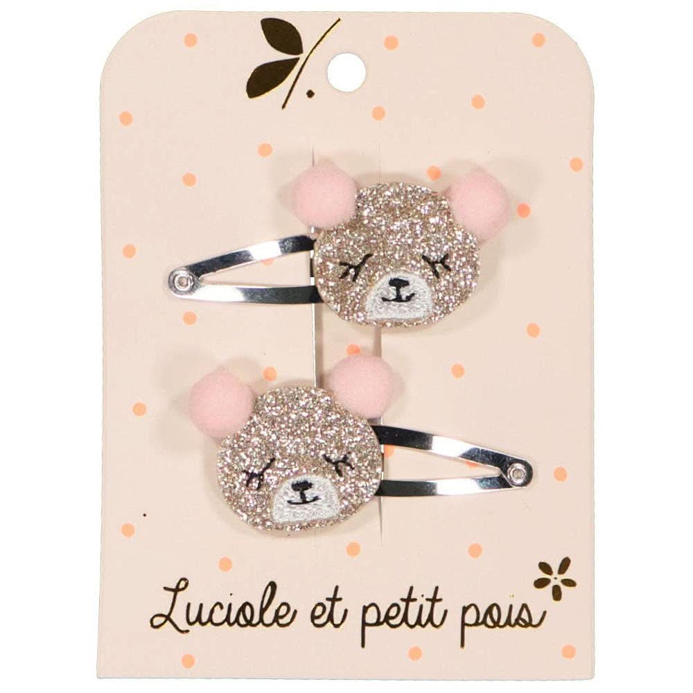 Luciole et Petit Pois - Lioness hair clips (pair) — front view flat lay