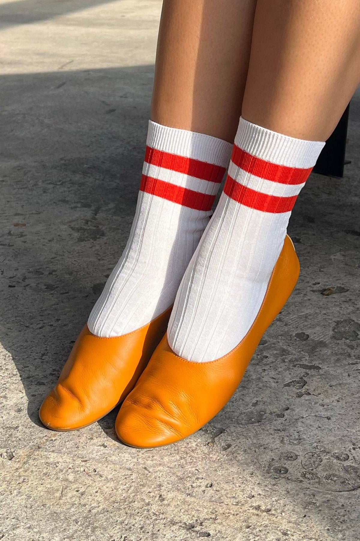 Le Bon Shoppe Her Varsity Socks, cotton crew sock styled with denim