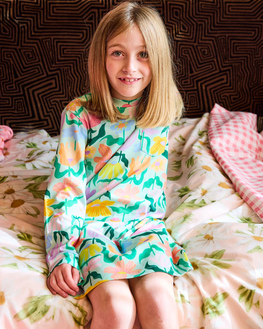 Kip and Co Popping Flowers kids nightie - child wearing lifestyle