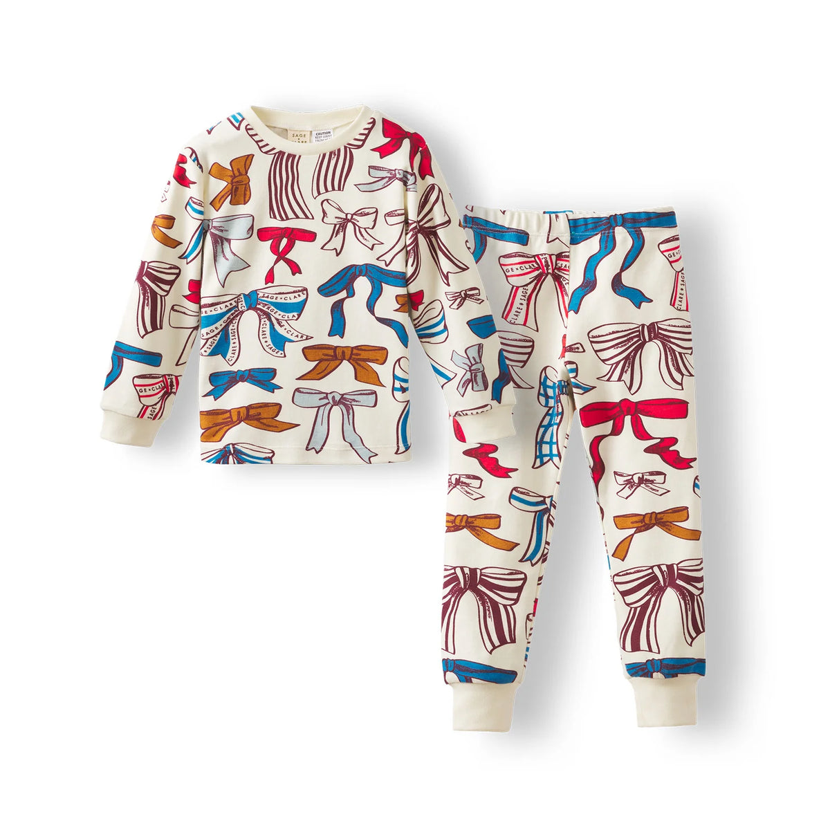 Sage x Clare - Lottie Kids Cotton Pyjama Set — front view flat lay